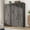 Grey-4 Doors, variant on ChVans 70" Farmhouse Armoire Wardrobe Closet with Doors and Drawers, 3 Barn Doors Wardrobe Armoire with Hanging Rods and Multi-Layer Shelves for Bedroom, Grey-70"