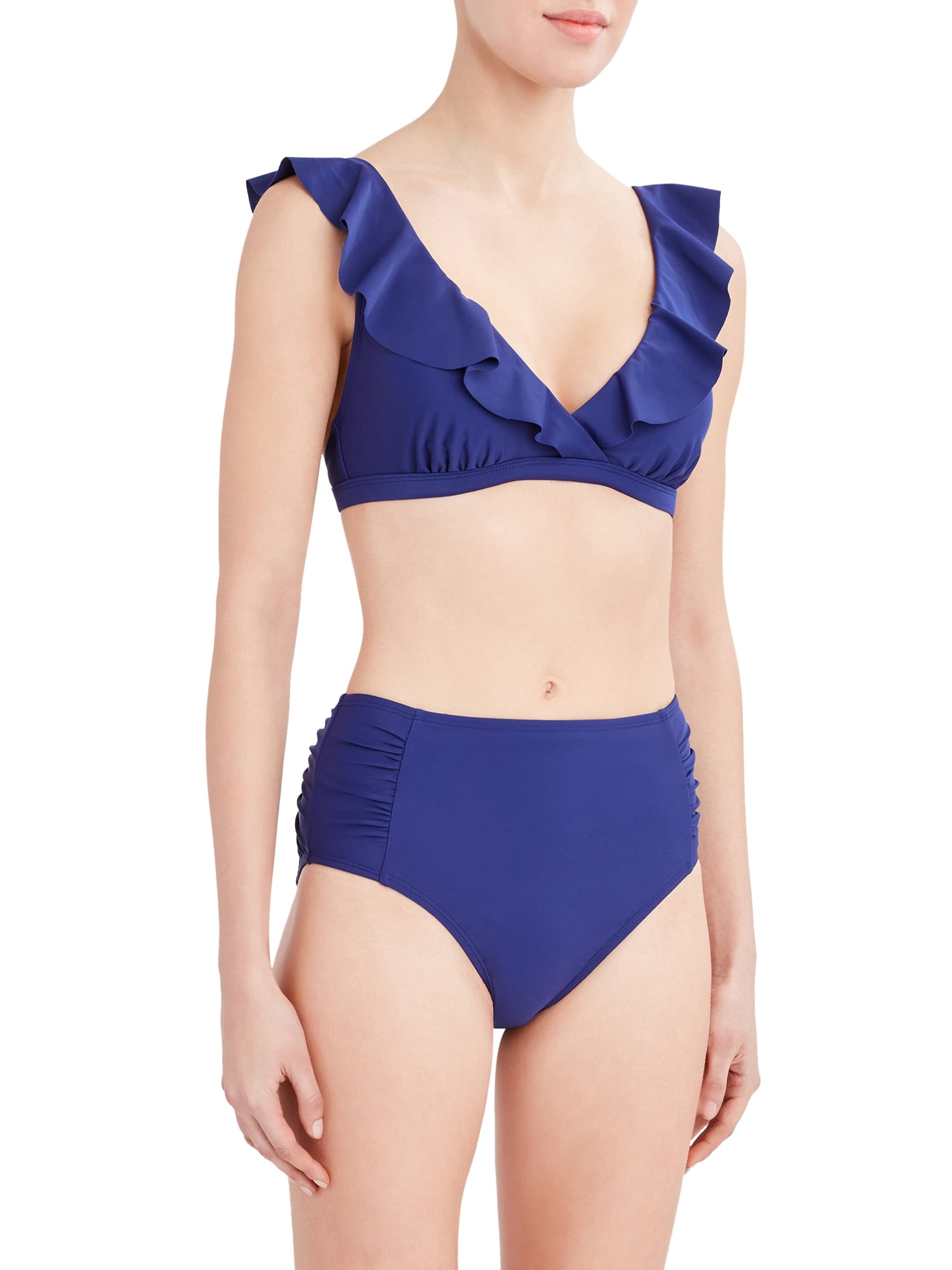 BCBG Paris Womens Ruffle Bikini Top