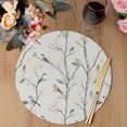 thumbnail image 3 of Vintage Botanical Round 13 Inch Placemats Set of 2, Birds Branch Watercolor Leaf HeatResistant Non Slip Place Mats for Dining Table, Wipeable Braided Kitchen Table Mats for Housewarming, 3 of 9