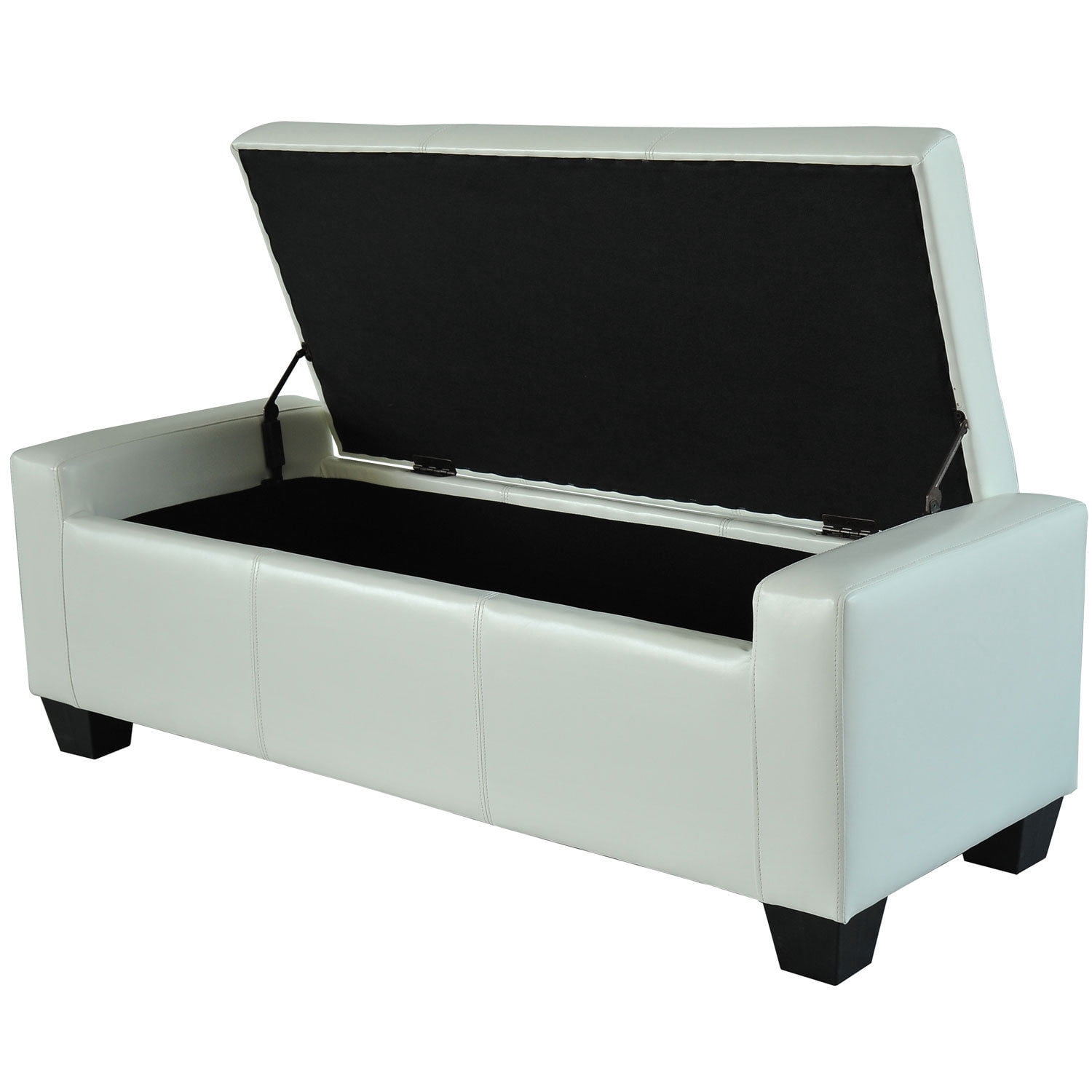 HomCom 51" Faux Leather Unique Tufted Storage Bench Ottoman - Cream White