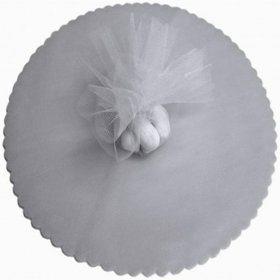 50 Scalloped Tulle Circles 9" Wedding Favor Wrap - Silver