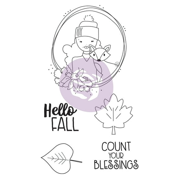 Prima Marketing Julie Nutting Mixed Media Cling Rubber Stamp-Hello Fall