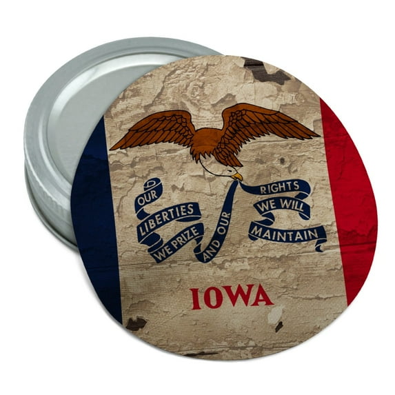 Rustic Iowa State Flag Distressed USA Round Rubber Non-Slip Jar Gripper Lid Opener