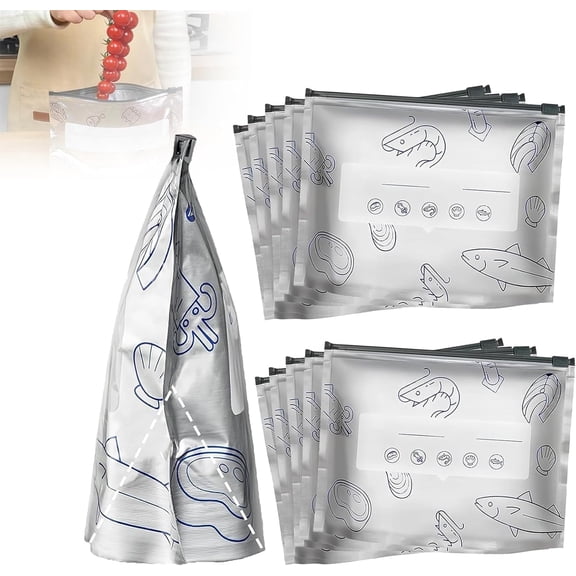 30-Pack Reusable Aluminum Foil Storage Bags, Resealable Vacuum Zipper Pouches for Food Preservation – Vegetable Fruit Meat Sealer Bags