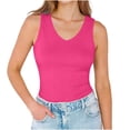 thumbnail image 5 of SYMOID Womens V-Neck Sleeveless Tank Top Soft Stretchy Breathable Basic Everyday Layering Cami Casual Slim Fit Hot Pink S-XXL,Size 2XL, 5 of 9