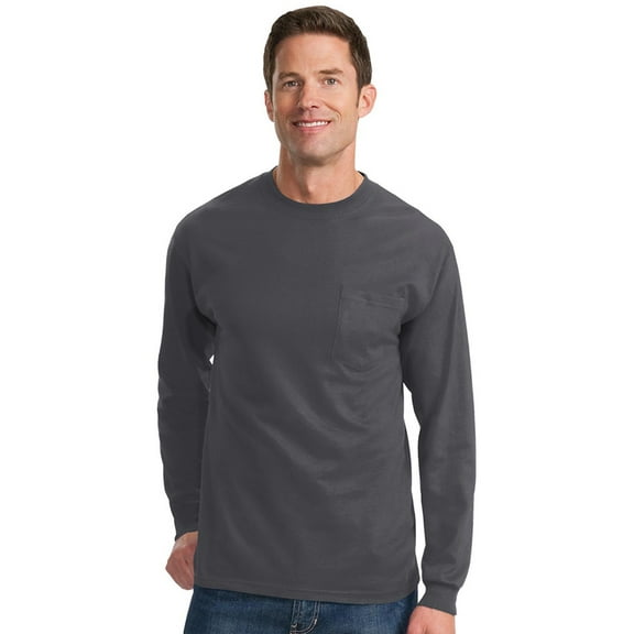 Port & Company Men's Big And Tall Long Sleeve Pocket T-Shirt