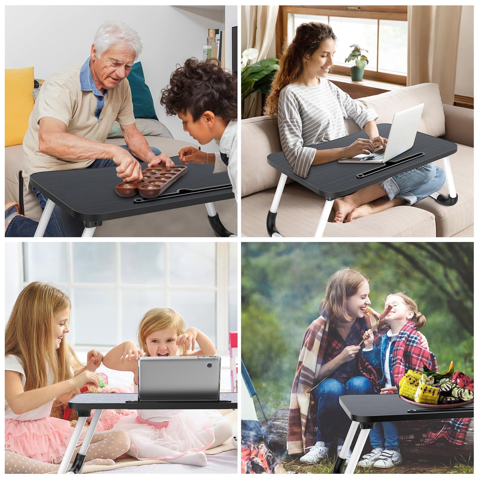 Laptop Bed Desk  Foldable Tray Table With Tablet Slot Lapdesk Stand For Portable Standing Couch Floor
