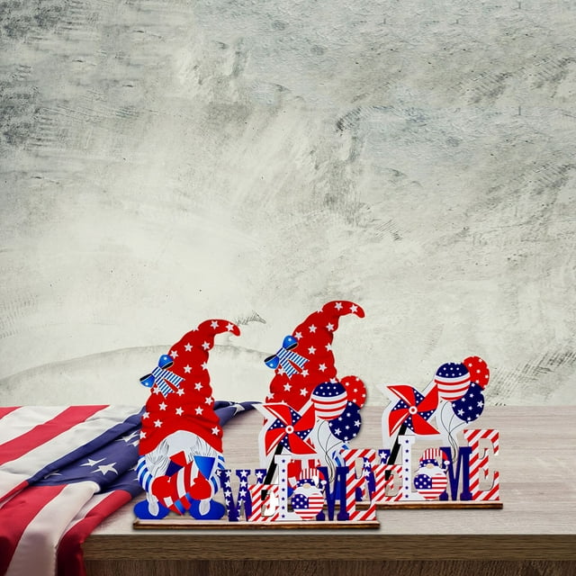 Desktop Decor 2PCS Patriotic Centerpiece Memorial Day Centerpiece Wooden Centerpiece Independence Day Centerpiece Suitable For Fourth Of July Party Table Home Decor