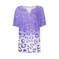 thumbnail image 4 of Jewelreauty Women Casual Short Sleeve T Shirts Summer V Neck Button Lightweight Tops Basic Tunic Tee Blouses (L, Purple), 4 of 4
