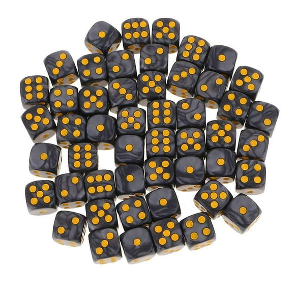 50piece/set D6 Round Corner Dice 16mm For Larp Play Toy Black