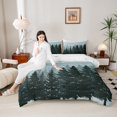 thumbnail image 4 of Feelyou Grey Blue Pine Tree Bedding Comforter Set, Jungle Plant Botanical Twin Comforter Sets, Nature Scenery Print Reversible Bedding Set, Super Cozy Room Decor, 2 Pieces, 4 of 8