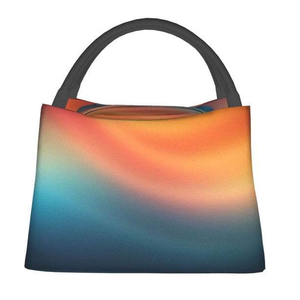 Fotbe yellow orange and teal Bolsa Térmica Portátil con Estampado, Bolsa de Entrega de Alimentos Aislada, Bolsa Reutilizable de Gran Capacidad para Comidas y Supermercado