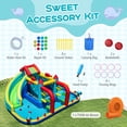 thumbnail image 4 of Patiojoy Inflatable Double Water Slide Park Giant Bouncy Castle w/ Obstacle Course 750W Blower Included, 4 of 9