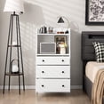 thumbnail image 4 of LOKO 3 Drawers Dresser with Shelves, Tall Nightstand with 2 Open Shelves, Modern Chest of Drawers with Anti-Toppling Device, Utility Storage Dresser for Living Room, Bedroom, Closet, Entryway (White), 4 of 8