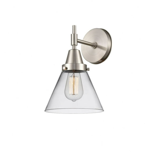 447-1W-SN-G42-Innovations Lighting-Cone - 1 Light Wall Sconce-11.25 Inches Tall and 7.75 Inches Wide-Satin Nickel Finish-Clear Glass Color