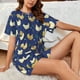 thumbnail image 4 of Balery Funny Chicken Conjunto de Pijama para Mujer con Estampado, Dos Piezas de Manga Corta y Shorts, Ropa de Dormir Suave con Cuello Redondo y Bolsillos-Medium, 4 of 6