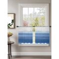 thumbnail image 2 of Sheer Curtains 45 Inch Length 2 Panels Set for Kitchen, Blue White Ombre Semi Sheer Curtains for Windows, Modern Abstract Striped Lines Art Voile Window Treatments Rod Pocket Curtain, 2 of 7
