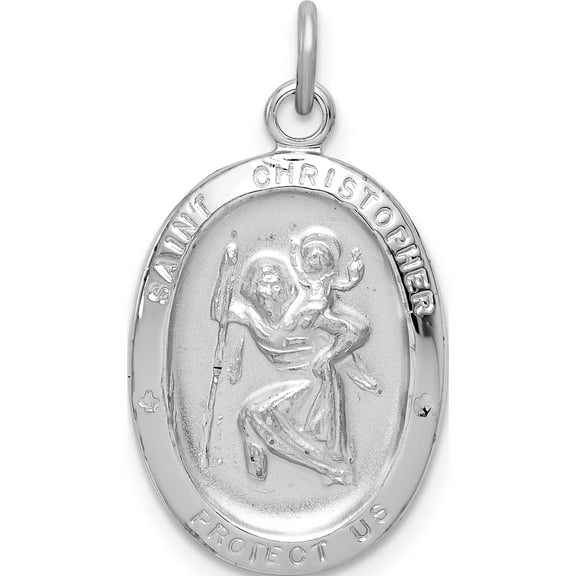 Sterling Silver Rhodium-Plated St. Christopher Medal (26 X 15) Made In United States qc3553