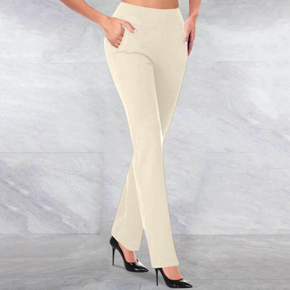 High Waist Yoga Pants for Women Business Casual Work Stretchy Trousers Pull On Slacks Bottoms Soft Leggings for Gym