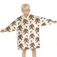 thumbnail image 3 of White Bigfoot and Footprint Pattern Blanket Hoodies for Kids 6-13YR Oversize Wearable Blanket Hoodies for Boys Girls Teens, 3 of 7