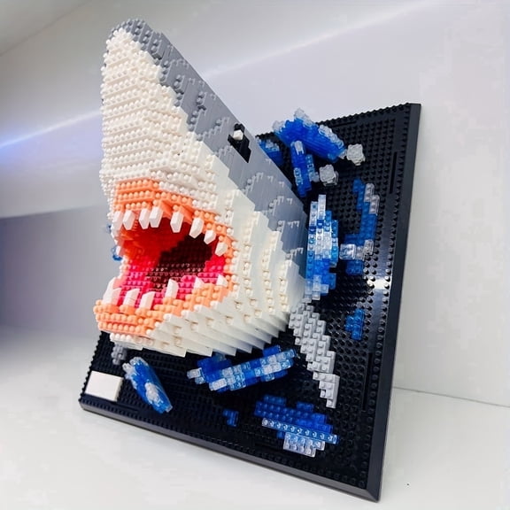 2000Pcs Animal Shark 3D Building Blocks, ABS Plastic Micro Mini Blocks DIY Model Wall Art for Wall Decor and Table Display, Creative Gift for Adults and Teens 16 Years