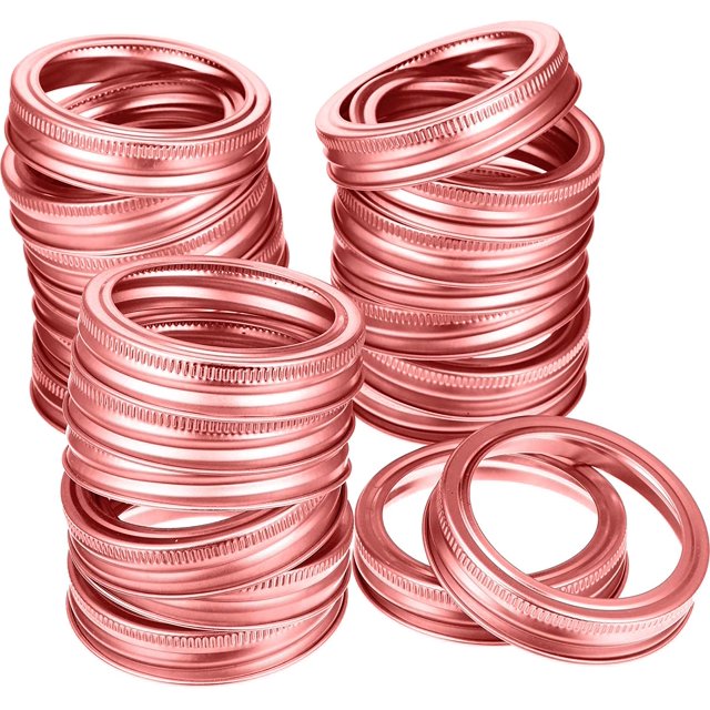 24 Pieces Regular Mouth Canning Jar Replacement Metal Rings Practical Screw Jar Bands Leak Proof Tinplate Metal Bands Rings, Compatible with Mason Jar (70 mm, Rose Gold, Bands)