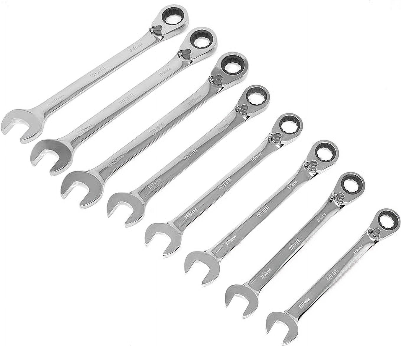 WEN 16-Piece Professional-Grade Reversible Ratcheting Metric Combination Wrench Set with Storage Pouch