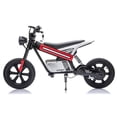 thumbnail image 3 of 24V Kids Electric Dirt Bike, 300W Motorcycle for Big Kids Ages 6-12, 13 MPH, 14" Inflatable Tires, Twist Grip Throttle, Rear Spring Suspension, Key Start, Bluetooth, Red, 3 of 11