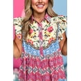 thumbnail image 4 of Rose Floral Ethnic Print Ruffle Mini Dress, 4 of 8