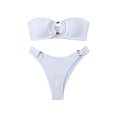 thumbnail image 3 of VBTAPA Women's Strapless Bandeau Bikini Set 2 Piece Swimsuits Thong Bottom Bathing Suit Hawaiian Vacation Beach Swimwear Sales of Today White L, 3 of 9