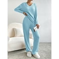 thumbnail image 4 of Loritta 2 Piece Women's Pajama Set Soft Ribbed Long Sleeve V Neck Fall Lounge Set, Women Pants with Pockets, 4 of 6
