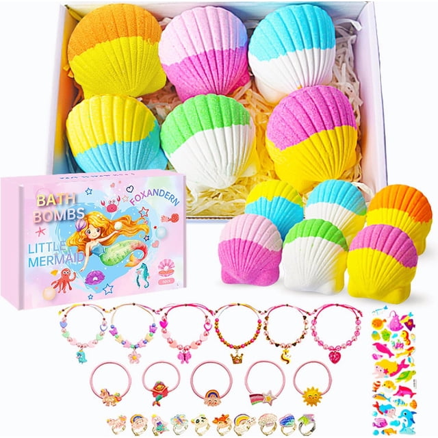 Bombas de baño Foxandern Kids Mermaid, 180 ml, con joyas sorpresa
