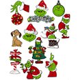 thumbnail image 1 of 24 Uds. Adornos de Feliz Navidad Grinch, etiquetas de regalo colgantes para puerta navideña, 1 of 9