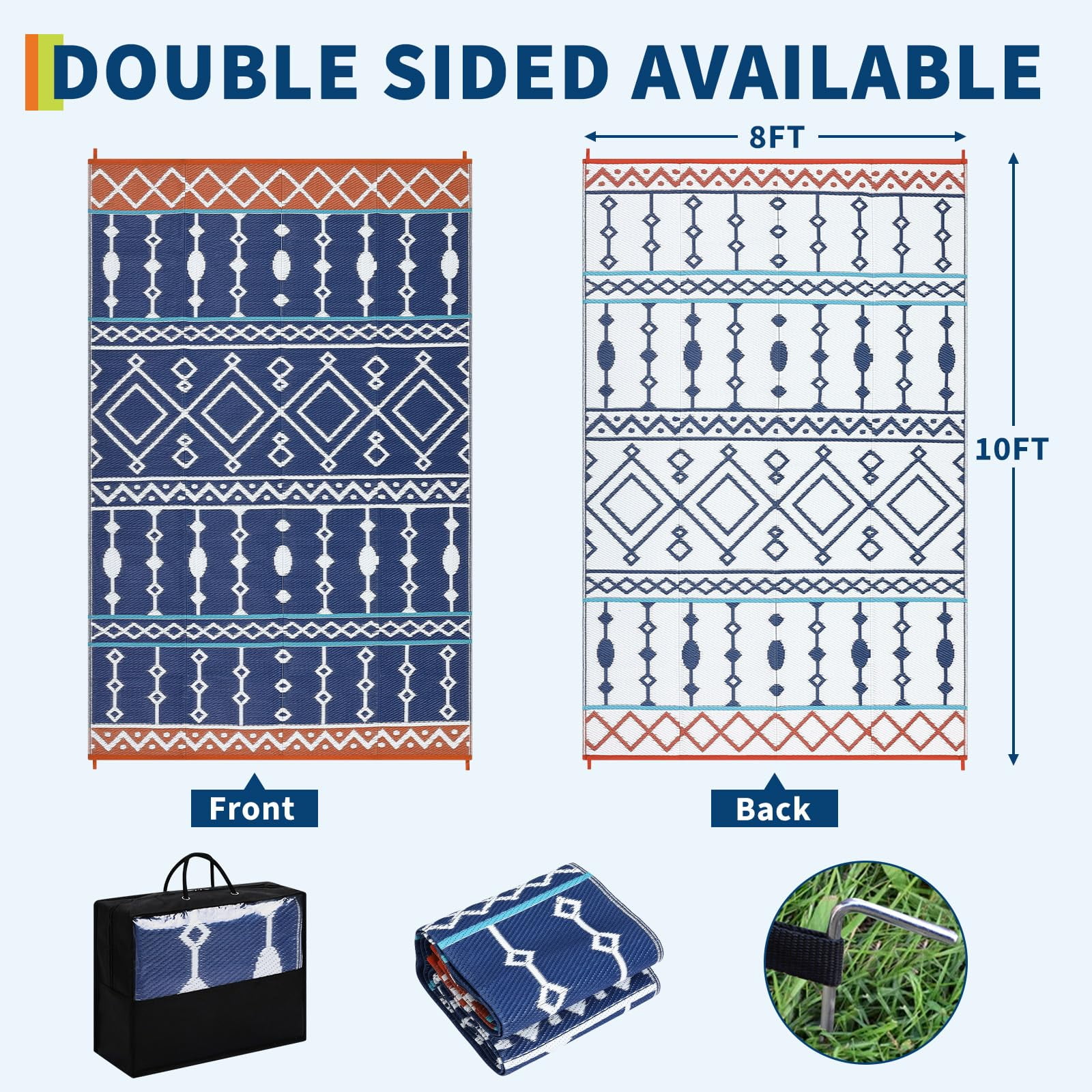 Danolapsi Waterproof Outdoor Rug,8x10ft Plastic Straw Rug for RV Camping,Large Floor Mat and Rug for Outdoors,Outside Carpet,Outside Outdoor Area Rug for Rv,Deck,Camper,Picnic