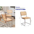 thumbnail image 5 of Modern Mid Century Dining Chairs Set of 2,Velvet Rattan kitchen Chairs with Metal Legs,Upholstered Armless Side Accent Chairs for Dining Living Room,Burly Wood, 5 of 9