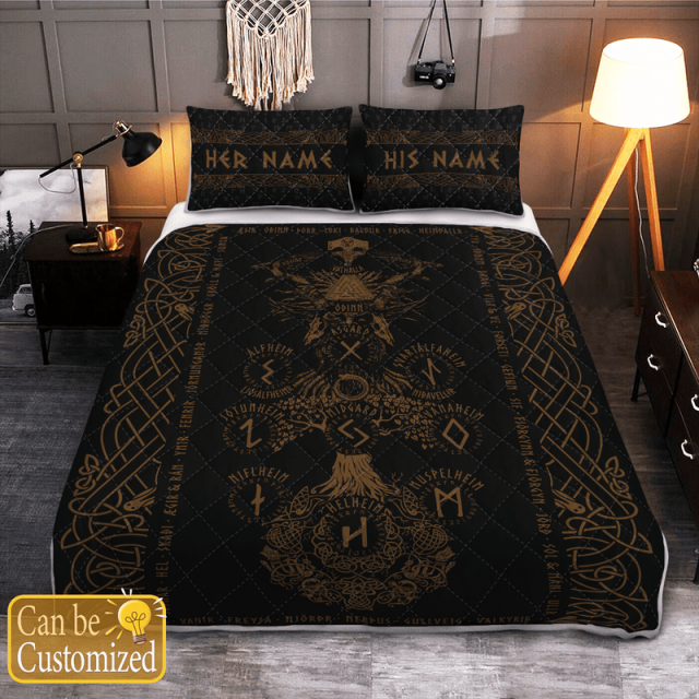 Viking Doona Cover - Tree Of Life - Yggdrasil - Viking Quilt Bed Set