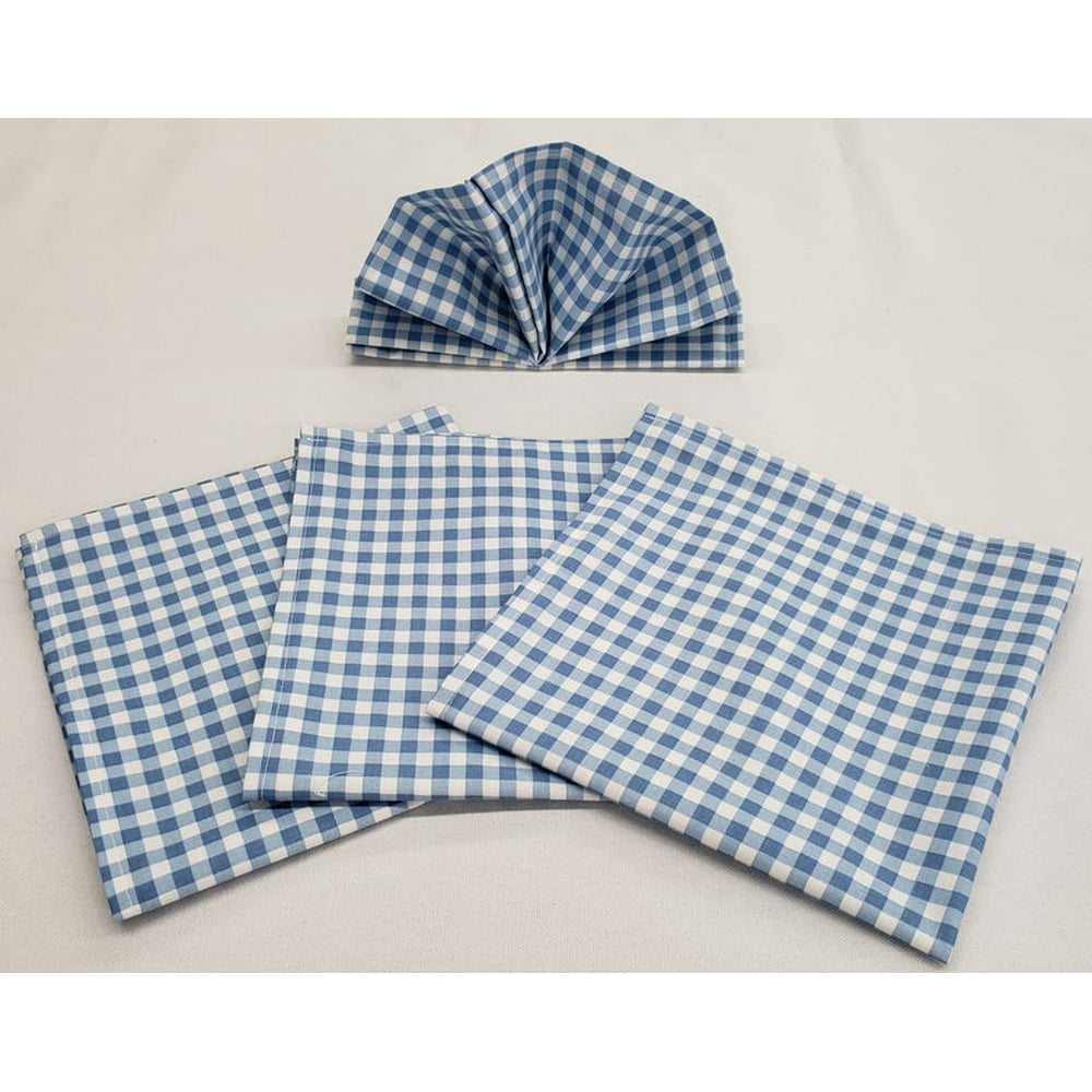 Light Blue & White Checked Gingham Cloth Napkins by Penny's Needful