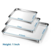 Vesteel Baking Sheet Set of 3 (17.5 + 12 + 10.5), Stainless Steel Baking Pan Oven Tray Cookie Sheet, Healthy & Dishwasher Safe
