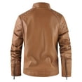 thumbnail image 2 of LEDUNTINO Men's Leather Jacket, Stand Collar PU Faux Leather, Zip-Up Motorcycle Bomber Jacket, Slim Fit Biker Coat, 2 of 7