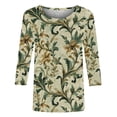 thumbnail image 2 of T-shirts for Women Graphic Print 3/4 Length Sleeve Tops Crewneck Casual Base Tee Shirt Summer Clothes (S, Yellow), 2 of 5