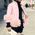 thumbnail image 2 of Gibobby Chamarra de invierno para bebé niñoChaqueta para niñas pequeñas, moda de otoño e invierno, chaquetas con cuello de lana de PU para niños pequeños(Rosa, 12-18 Meses), 2 of 5