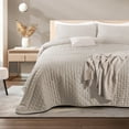 thumbnail image 1 of Colcha Ligera Dreamlabcon 1 Funda de Almohada, Capitonado, Ultra Suave.Hipoalergénico. Edrecolcha para Cama. Edredón para Verano y Todas las Estaciones. (Individual 175x240 cm,Trébol,Beige), 1 of 8