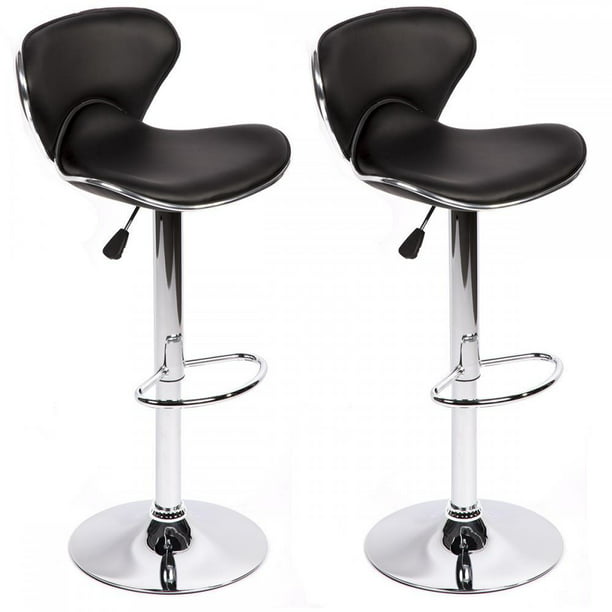 Fdw Bar Stool With Adjustable Height, Leather Swivel Bar Stools Set Of 2