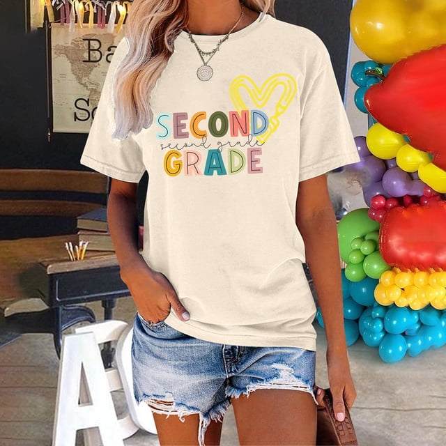 T-Shirt à Manches Courtes pour Femmes Seductiva Économies du Printemps Liquidation T-Shirt à Col Rond Imprimé à Manches Courtes pour Femmes pour la Rentrée Scolaire