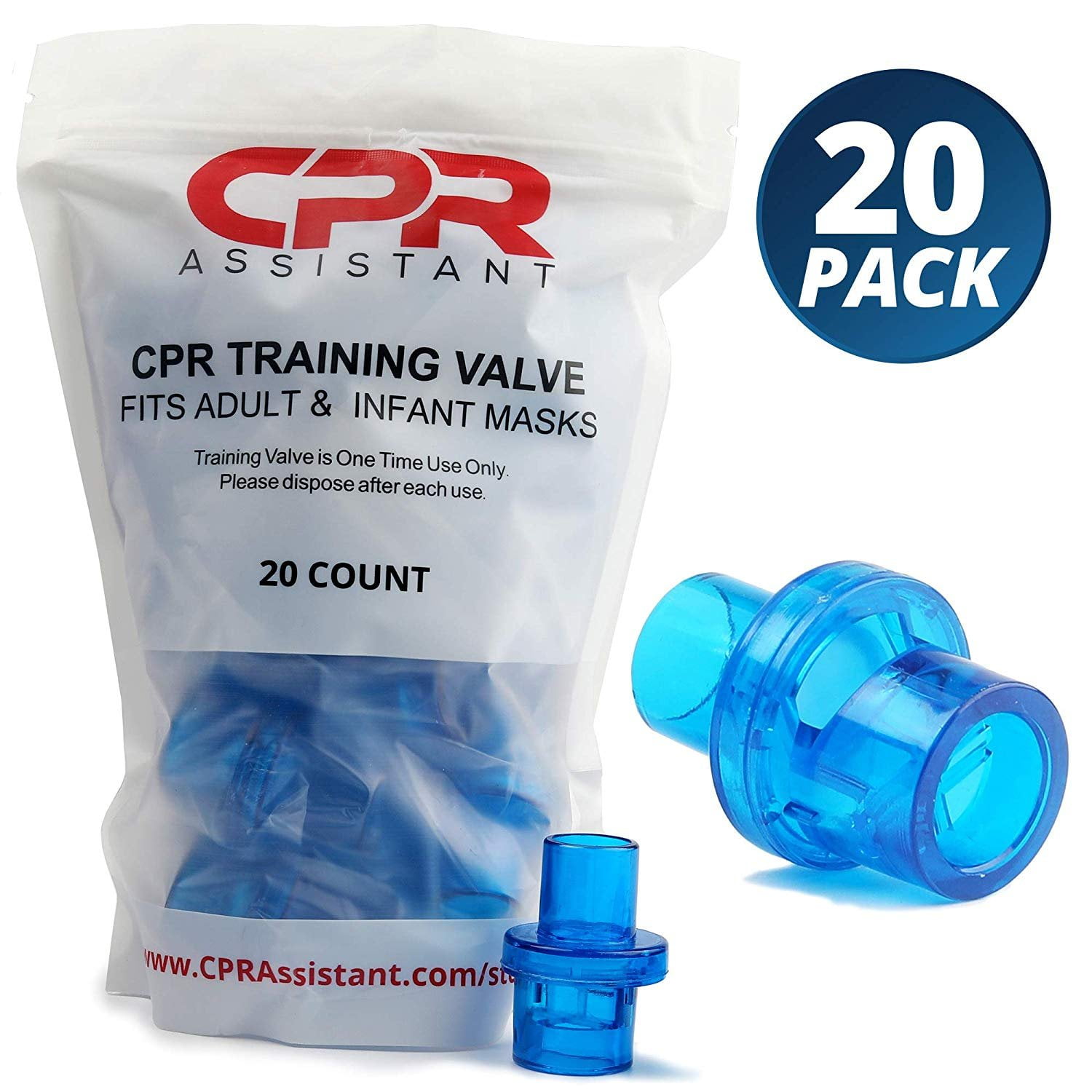 CPR 1 Way Training Valves 20 Pack by CPR Assistant