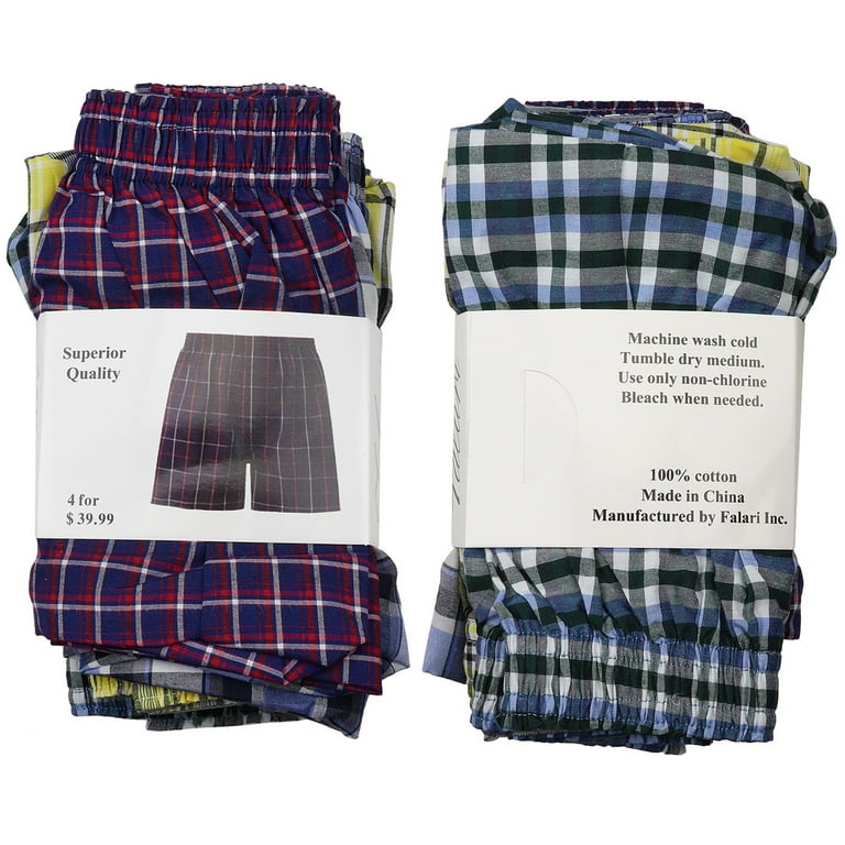 Falari 4-Pack Men's Boxer Underwear 100% Cotton Premium Quality (S