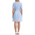 thumbnail image 3 of Vestido de tweed para mujer INSPIRE CHIC, de manga corta, cuello redondo, elegante, corte A, con bolsillo, color azul claro M, 3 of 5