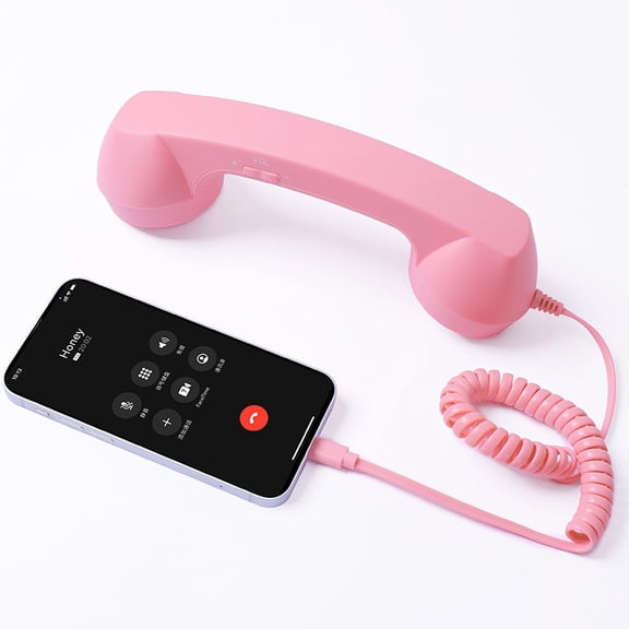 Telephone Handset for Type-C Cellphone, Retro Phone Handset with Phone Receiver-Pink