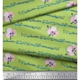 thumbnail image 2 of Soimoi Green Poly Georgette Fabric Leaves & Ranunculus Floral Fabric Prints By Yard 42 Inch Wide, 2 of 3