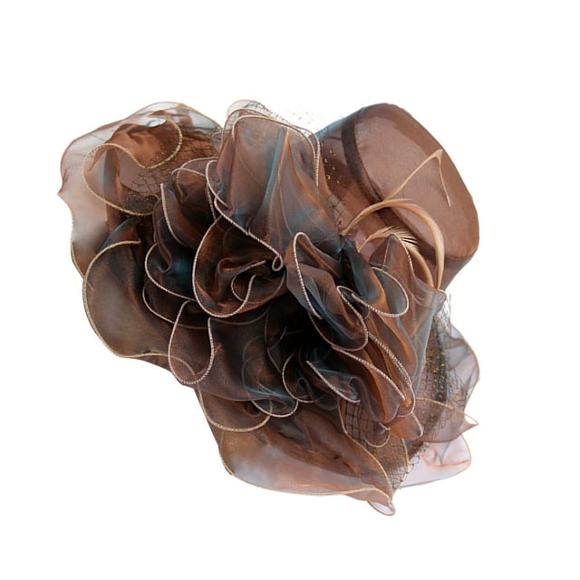 Sonducket Sombrero de sol elegante para mujer con ala ancha eventos de verano sombrero de mujer de lujo ceremonia de boda sombreros para Iglesia Accesorio para el cabello marrón